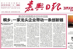 嘉興日報頭版頭條點贊！桐鄉(xiāng)：一家龍頭企業(yè)帶動一條創(chuàng)新鏈