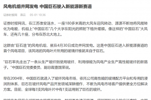 證券時報：風電機組并網(wǎng)發(fā)電 中國巨石駛入新能源新賽道